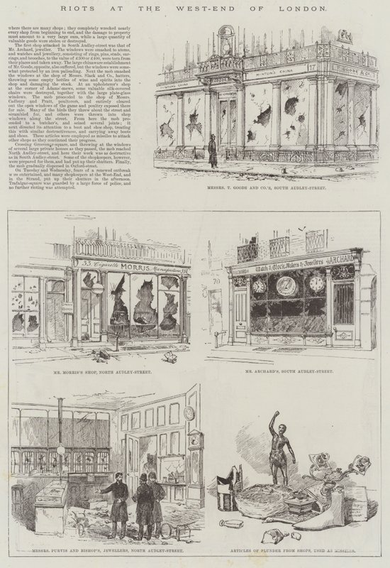 Zavargások London nyugati végén (metszet) alkotó: English School