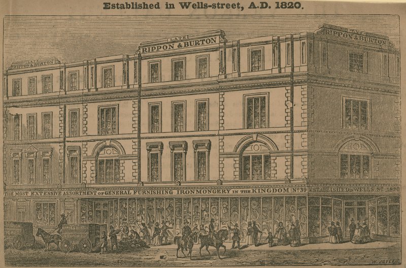 A Rippon és Burton áruházat 1820-ban alapították alkotó: English School