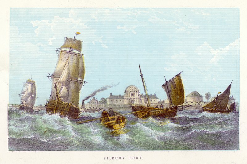 Temze folyó: Tilbury erőd (színes metszet) alkotó: English School