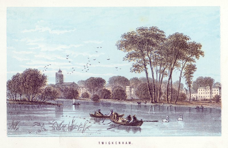 Temze folyó: Twickenham (színes metszet) alkotó: English School