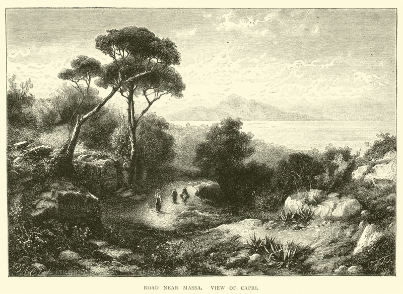Út Massa közelében, kilátás Caprira alkotó: English School