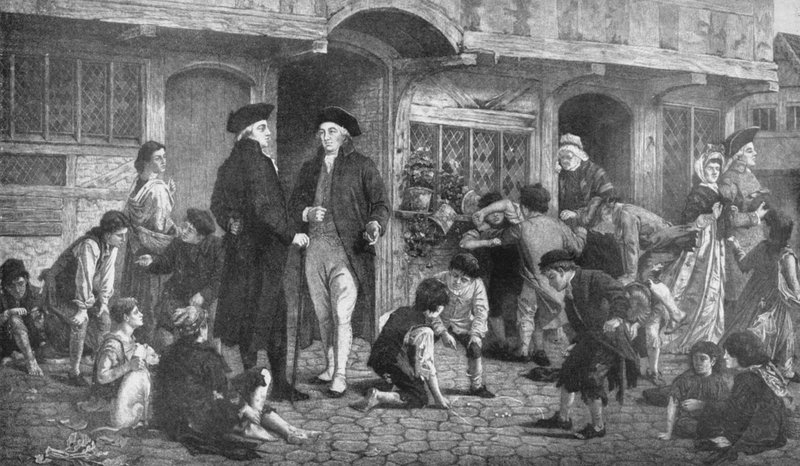 Robert Raikes, a vasárnapi iskolák alapítója és a ház, ahol az első vasárnapi iskolát tartották? alkotó: English School