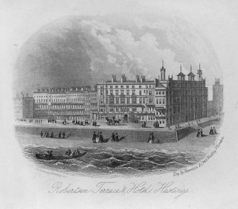 Robertson terasz és szálloda, Hastings (metszet) alkotó: English School