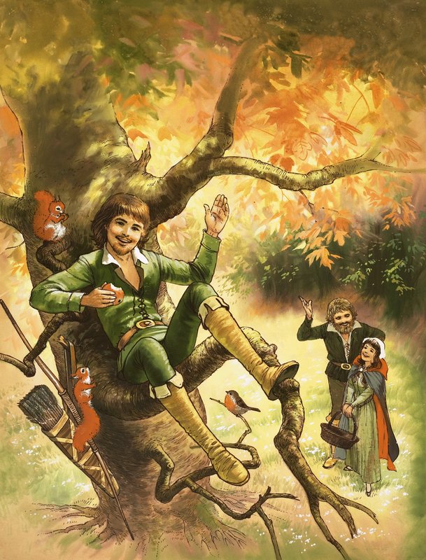 Robin Hood egy fán pihen alkotó: English School