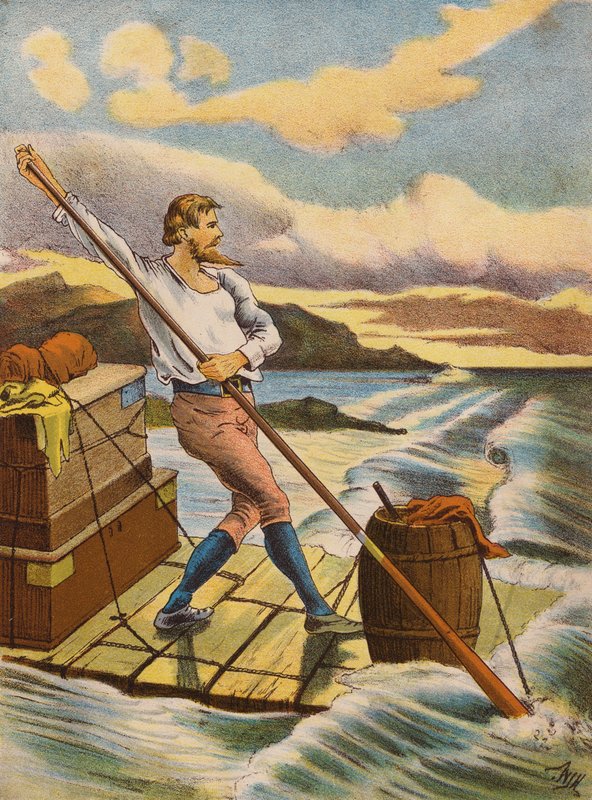 Robinson Crusoe (színes litográfia) alkotó: English School