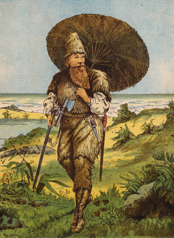 Robinson Crusoe (színes litográfia) alkotó: English School
