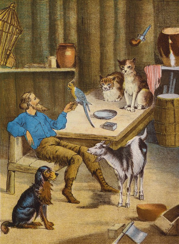 Robinson Crusoe (színes litográfia) alkotó: English School