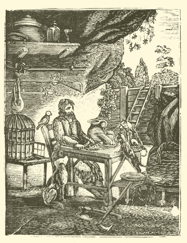 Robinson Crusoe (fametszet) alkotó: English School