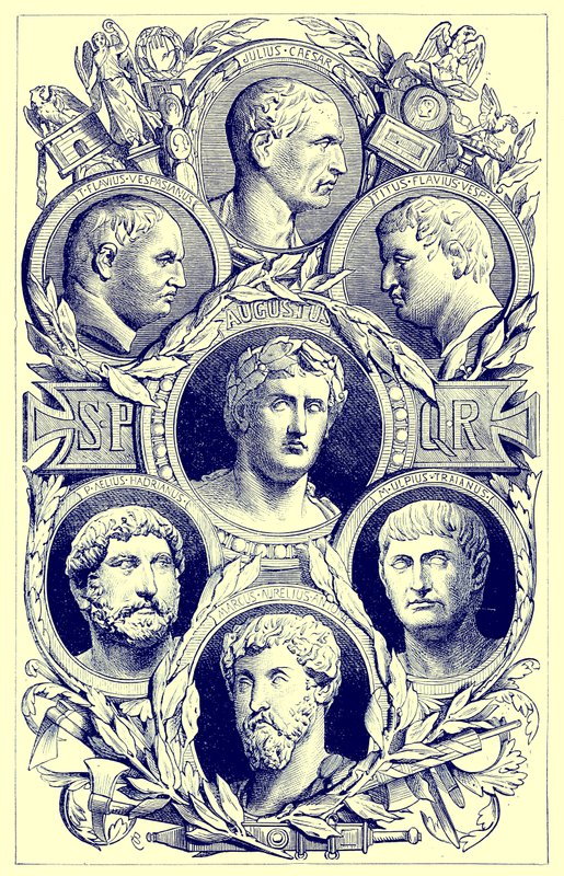 Római császárok, illusztráció a The Illustrated History of the World-ből, megjelent 1880 körül (digitálisan javított kép) alkotó: English School