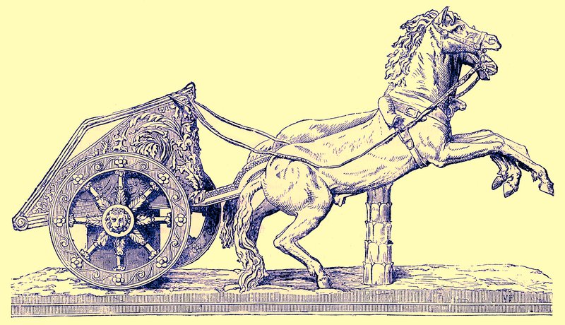 Római versenyszekér, illusztráció a Cassells Illustrated Universal History-ból, Edward Olliertől, 1890-ben (digitálisan javított kép) alkotó: English School