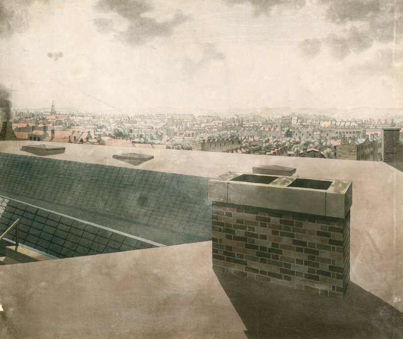 Tetőtéri kilátás Londonra alkotó: English School