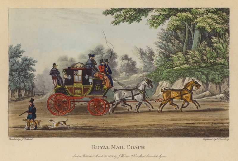 Royal Mail Coach (színes gravírozás) alkotó: English School