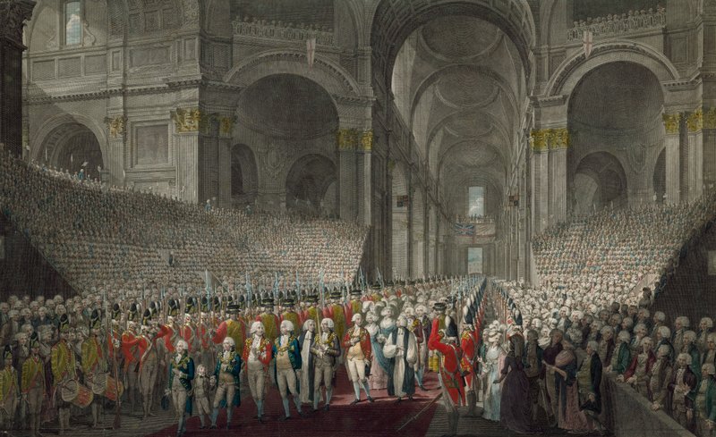 Királyi körmenet a Szent Pál-székesegyházban Szent György napján, 1789 alkotó: English School
