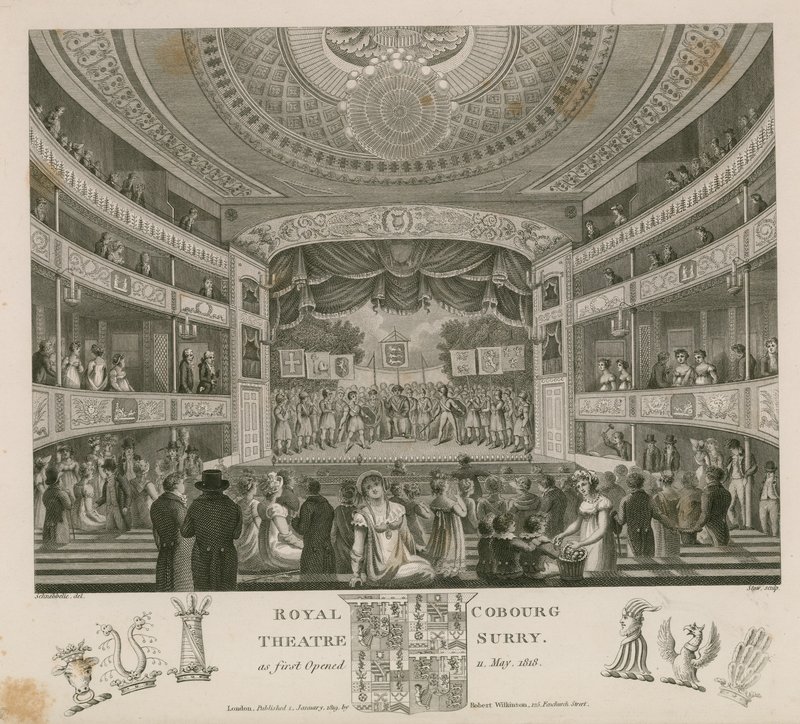 Királyi Színház, Cobourg, Surrey, először 1818 májusában nyílt meg alkotó: English School
