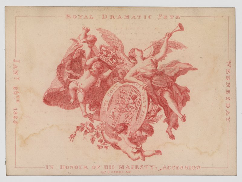 Királyi drámai ünnepség IV. György király csatlakozásának évfordulója tiszteletére, 1825. január 26. (színes metszet) alkotó: English School