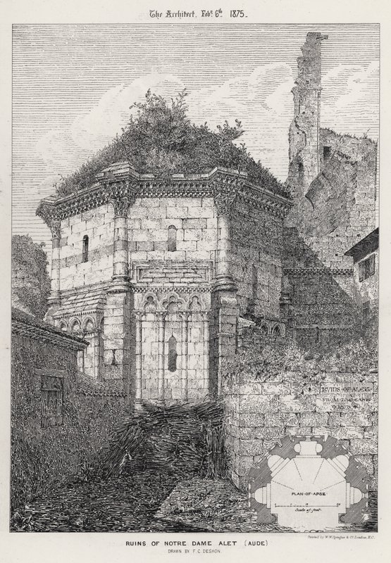 Notre Dame romjai Alet, Aude (metszet) alkotó: English School
