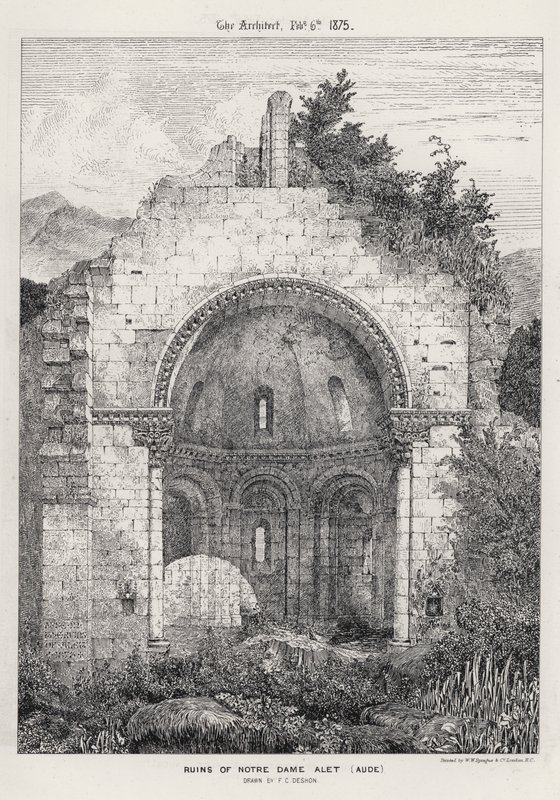 Notre Dame romjai Alet, Aude (metszet) alkotó: English School
