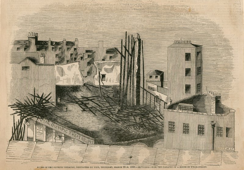 Az Olimpiai Színház romjai, tűz pusztította el, 1849. március 29 alkotó: English School