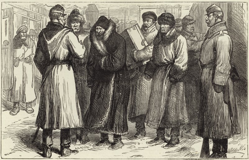 Orosz politikai foglyok egy vasútállomáson alkotó: English School