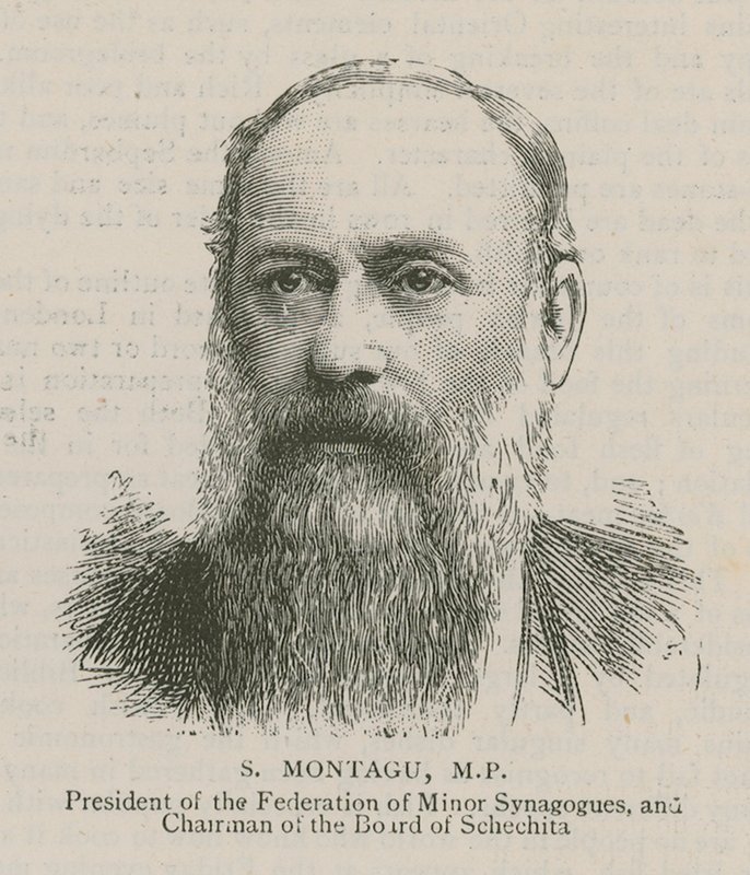 S Montagu, parlamenti képviselő, a Kisebb Zsinagógák Szövetségének elnöke és a Schechita igazgatótanácsának elnöke alkotó: English School