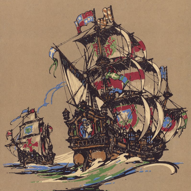Vitorlás hajók (színes litho) alkotó: English School