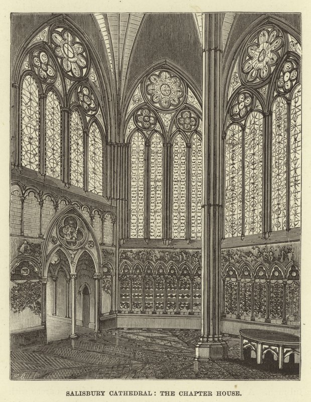 Salisbury katedrális, a káptalan háza alkotó: English School