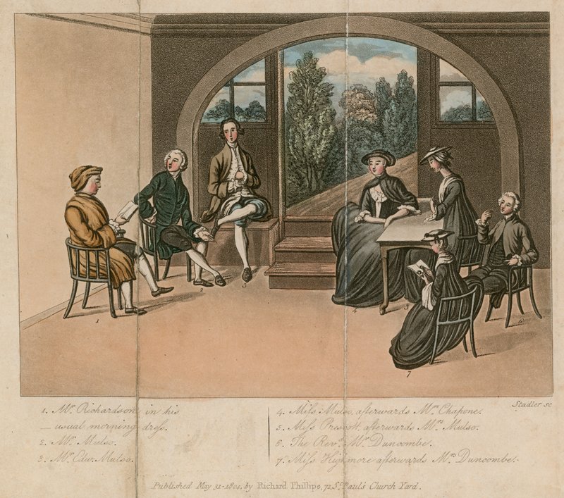 Samuel Richardson Gradisont olvas a Grange-ben, Fulham, London alkotó: English School