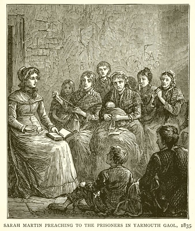 Sarah Martin prédikál a raboknak a Yarmouth-i börtönben, 1835 alkotó: English School