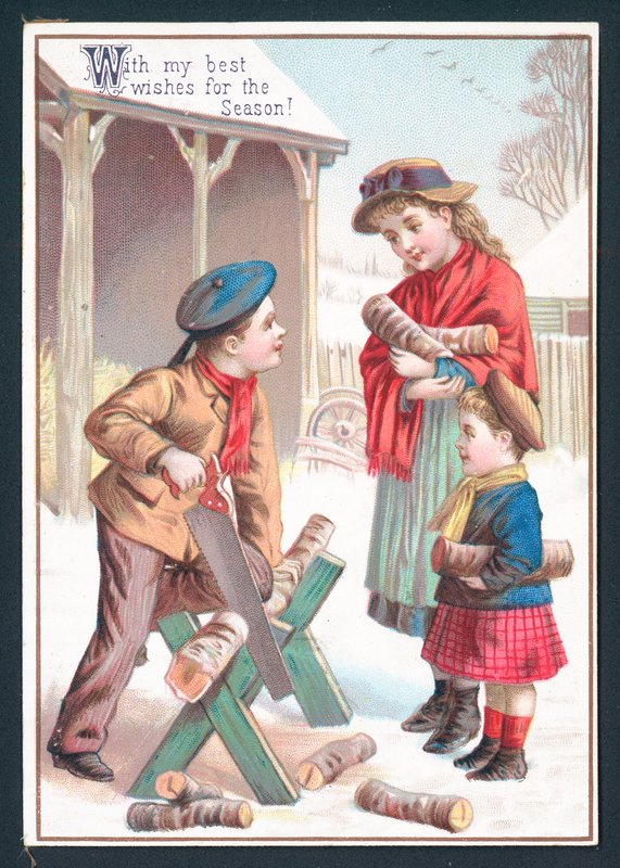 Fűrészelés, karácsonyi kártya alkotó: English School