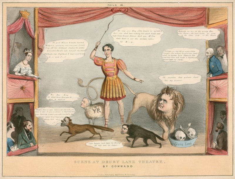 Jelenet a londoni Drury Lane Színházból; rajzfilm alkotó: English School