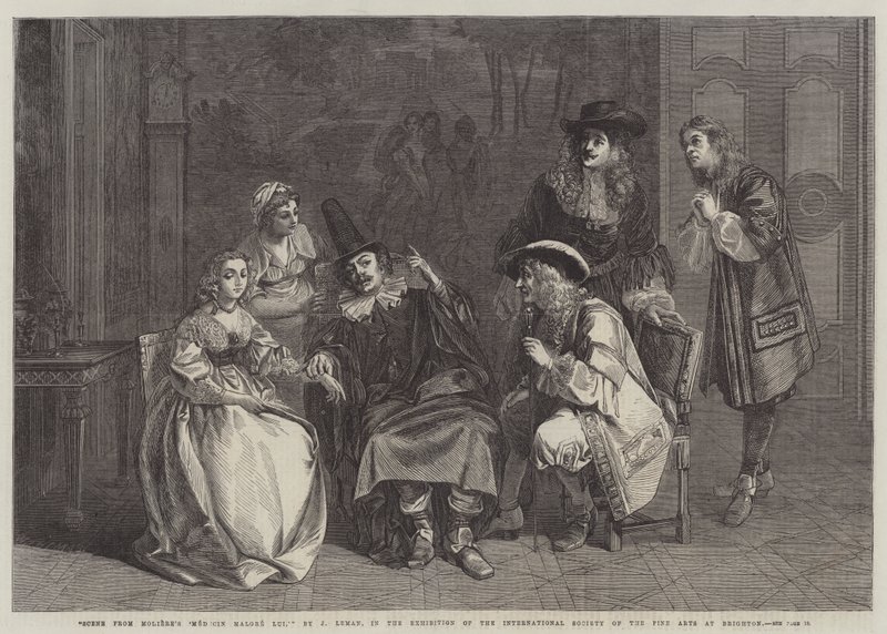 Jelenet Moliere „Medecin Malgre Lui” című művéből (metszet) alkotó: English School