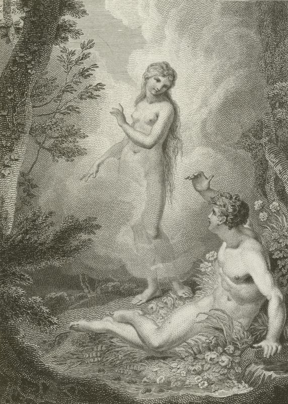 Jelenet az Elveszett paradicsomból, John Milton alkotó: English School