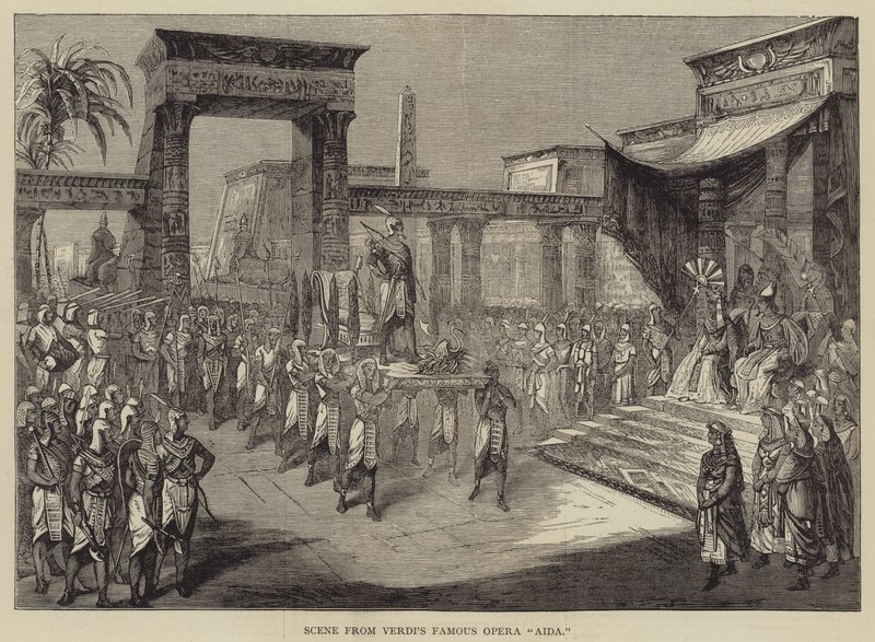 Jelenet Verdi „Aida” című híres operájából (metszet) alkotó: English School