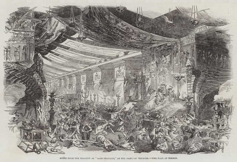 Jelenet a Sardanapalus tragédiájából a Hercegnő Színházban, Nimród termében (metszet) alkotó: English School