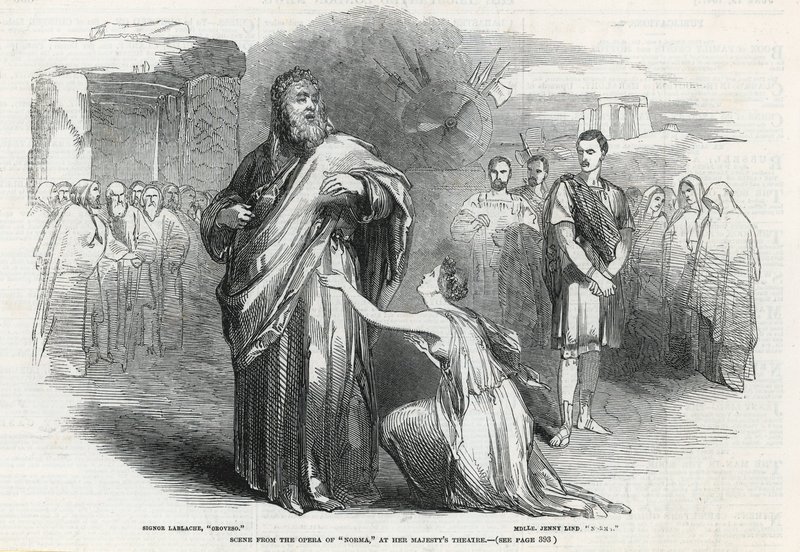 Jelenet a Norma című operából a londoni Her Majestys Theatre-ben alkotó: English School