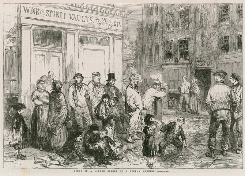 Jelenet a London Streeten egy vasárnap reggel alkotó: English School