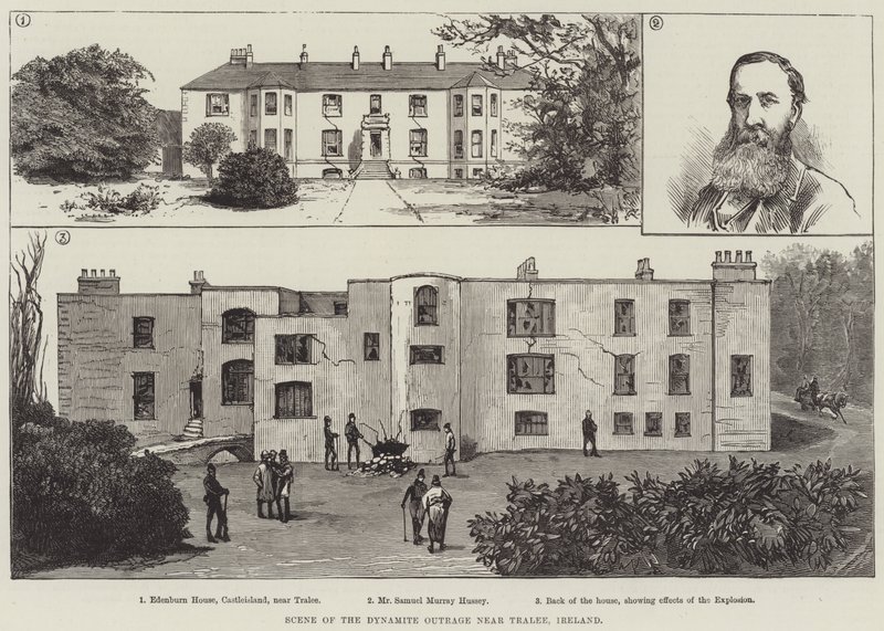 A Dynamite Outrage jelenete Tralee közelében, Írország (metszet) alkotó: English School