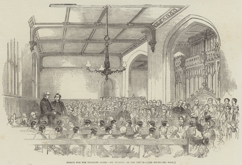Rászoruló Vakok Iskolája, Tanulók vizsgája (metszet) alkotó: English School