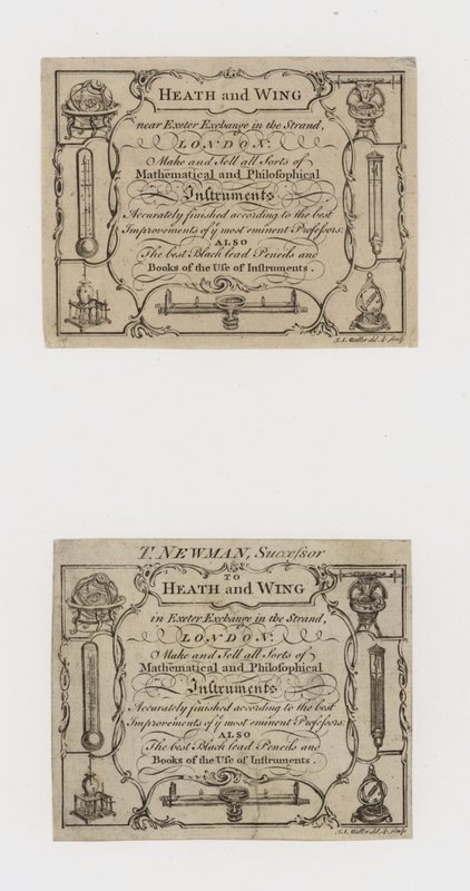 Scientific Instrument Makers, Heath and Wing és utódja, T Newman, kereskedelmi kártyák alkotó: English School
