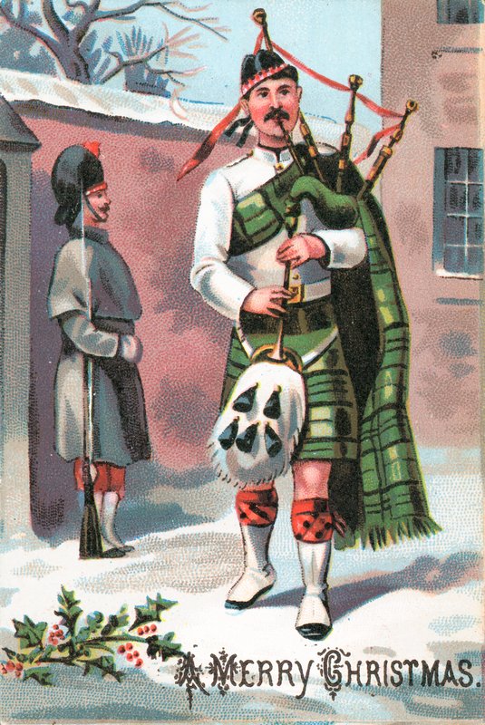 Skót Piper, karácsonyi üdvözlőlap alkotó: English School