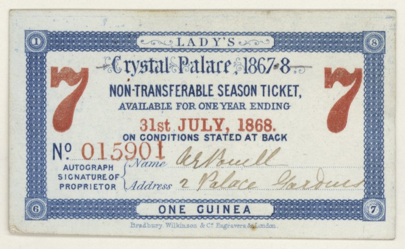 Bérlet a Crystal Palace-ba, London, 1867-1868 alkotó: English School