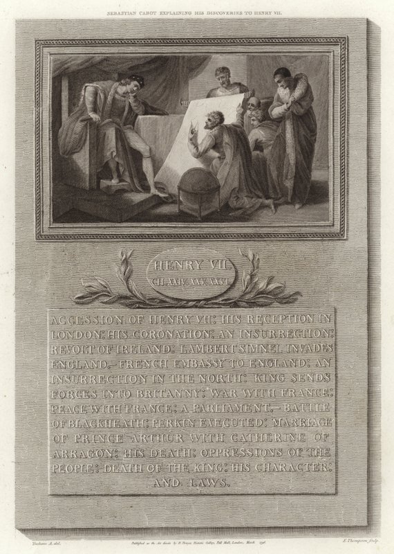 Sebastian Cabot elmagyarázza felfedezéseit VII. Henriknek alkotó: English School
