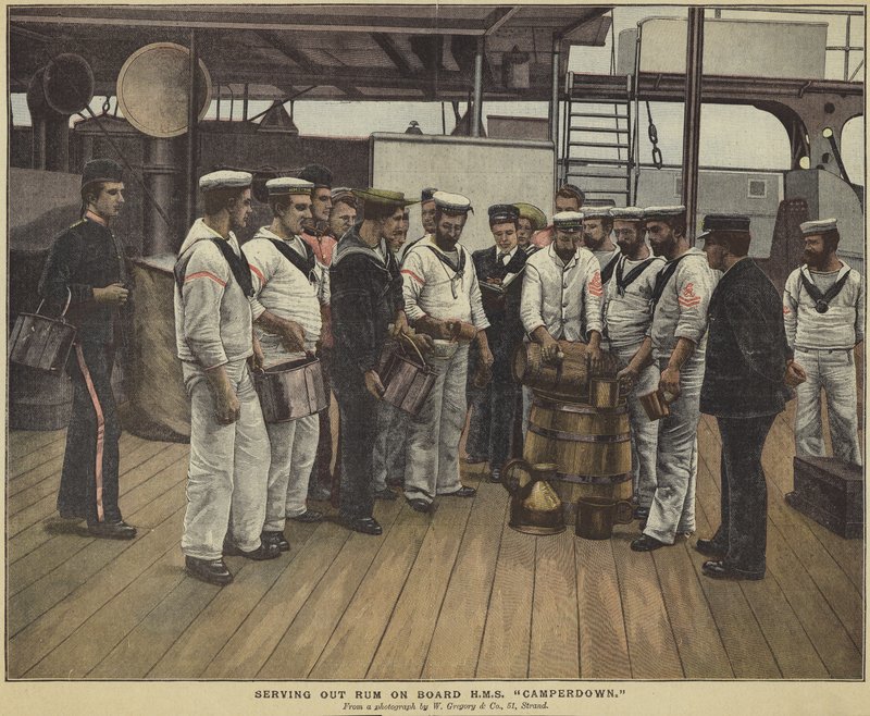Rum felszolgálása a HMS Camperdown fedélzetén alkotó: English School