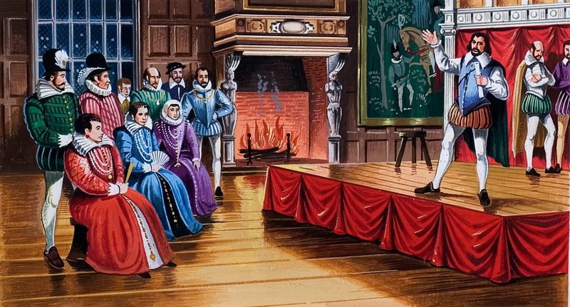 Shakespeare-darabot mutatnak be az udvarban alkotó: English School