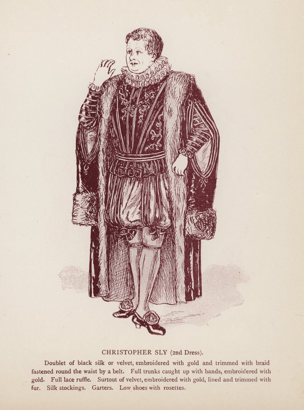 Shakespeare A cickány megszelídítése: Christopher Sly, 2. ruha (litho) alkotó: English School
