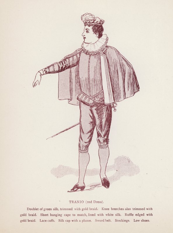 Shakespeare: A cickány megszelídítése: Tranio, 2. ruha (litho) alkotó: English School