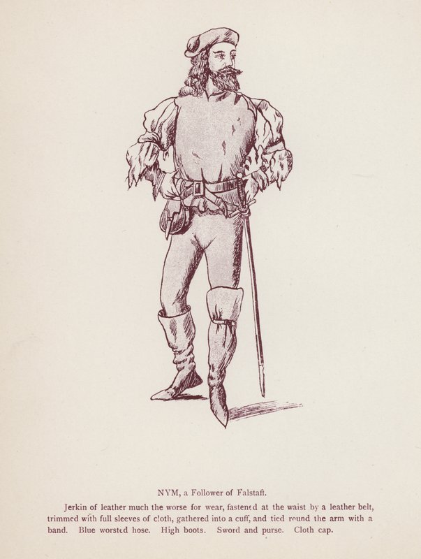 Shakespeare: A windsori víg feleségek: Nym, Falstaff követője (litho) alkotó: English School