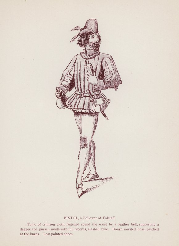 Shakespeare: A windsori víg feleségek: Pisztoly, Falstaff követője (litho) alkotó: English School