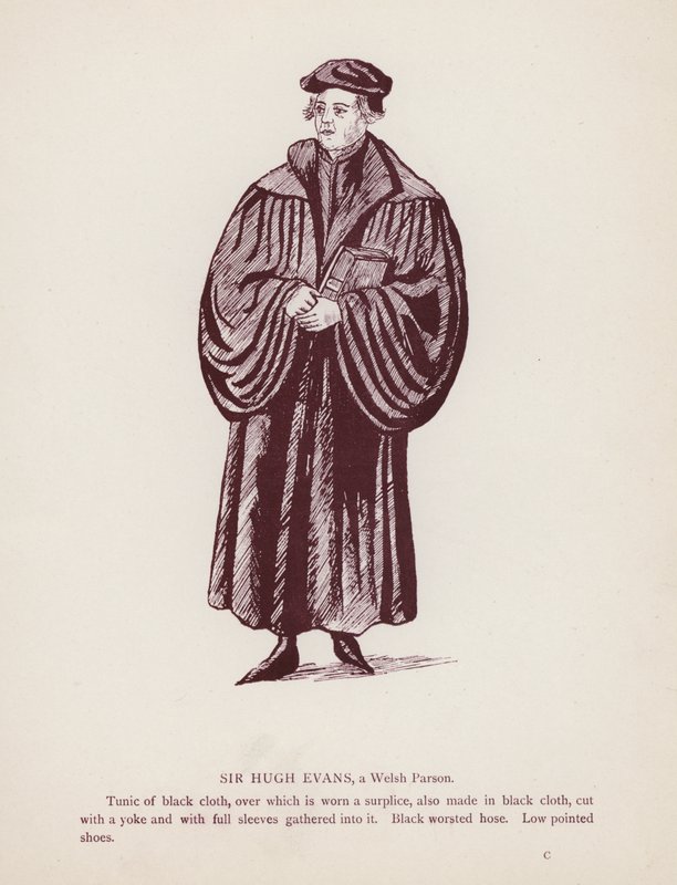 Shakespeare: A windsori víg feleségek: Sir Hugh Evans, egy walesi plébános (litho) alkotó: English School