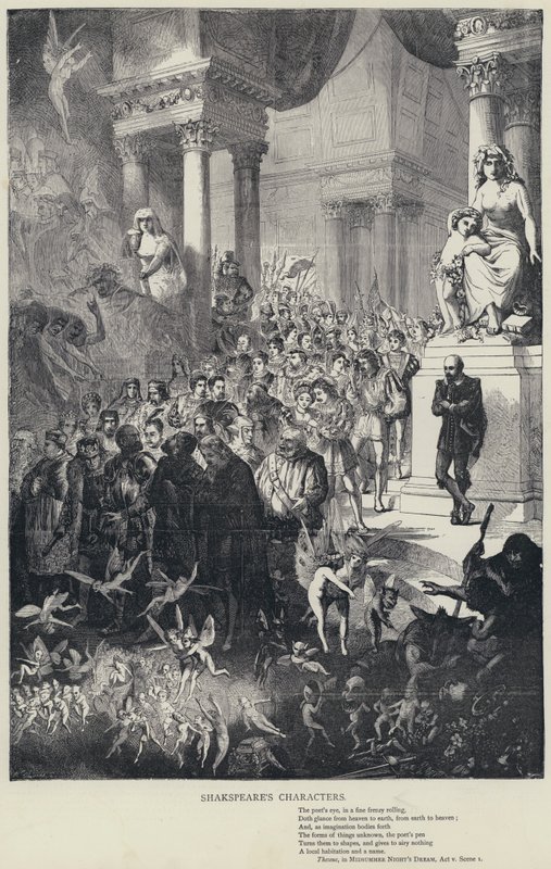 Shakespeare karakterei, Thészeusz, Szentivánéji álomban, v. felvonás, 1. jelenet (metszet) alkotó: English School